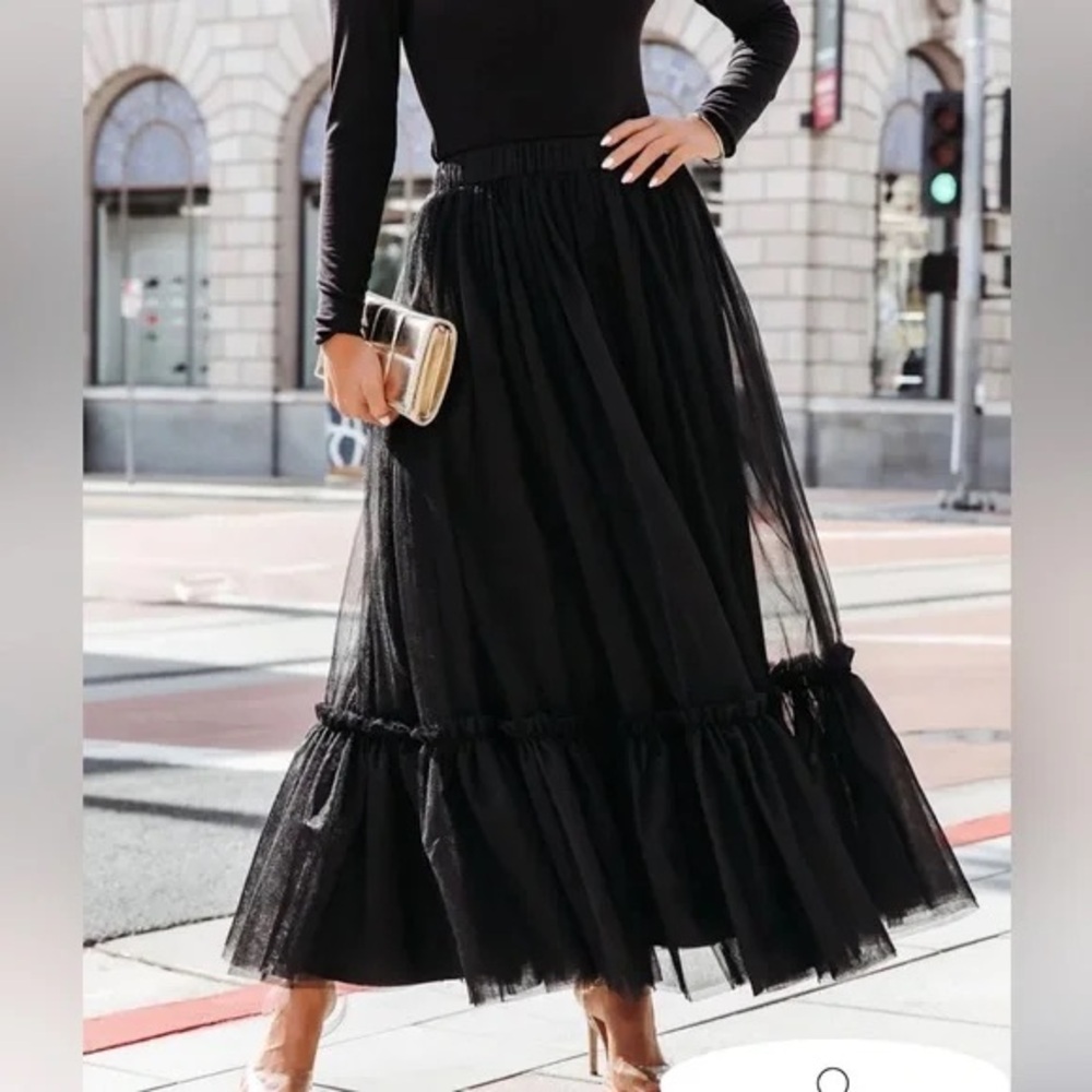 Tulle Maxi Skirt Black
